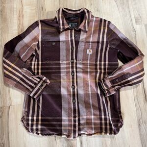 Carhartt Loose Fit Heavyweight Twill Long Sleeve Plaid Women’s Small